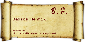Badics Henrik névjegykártya